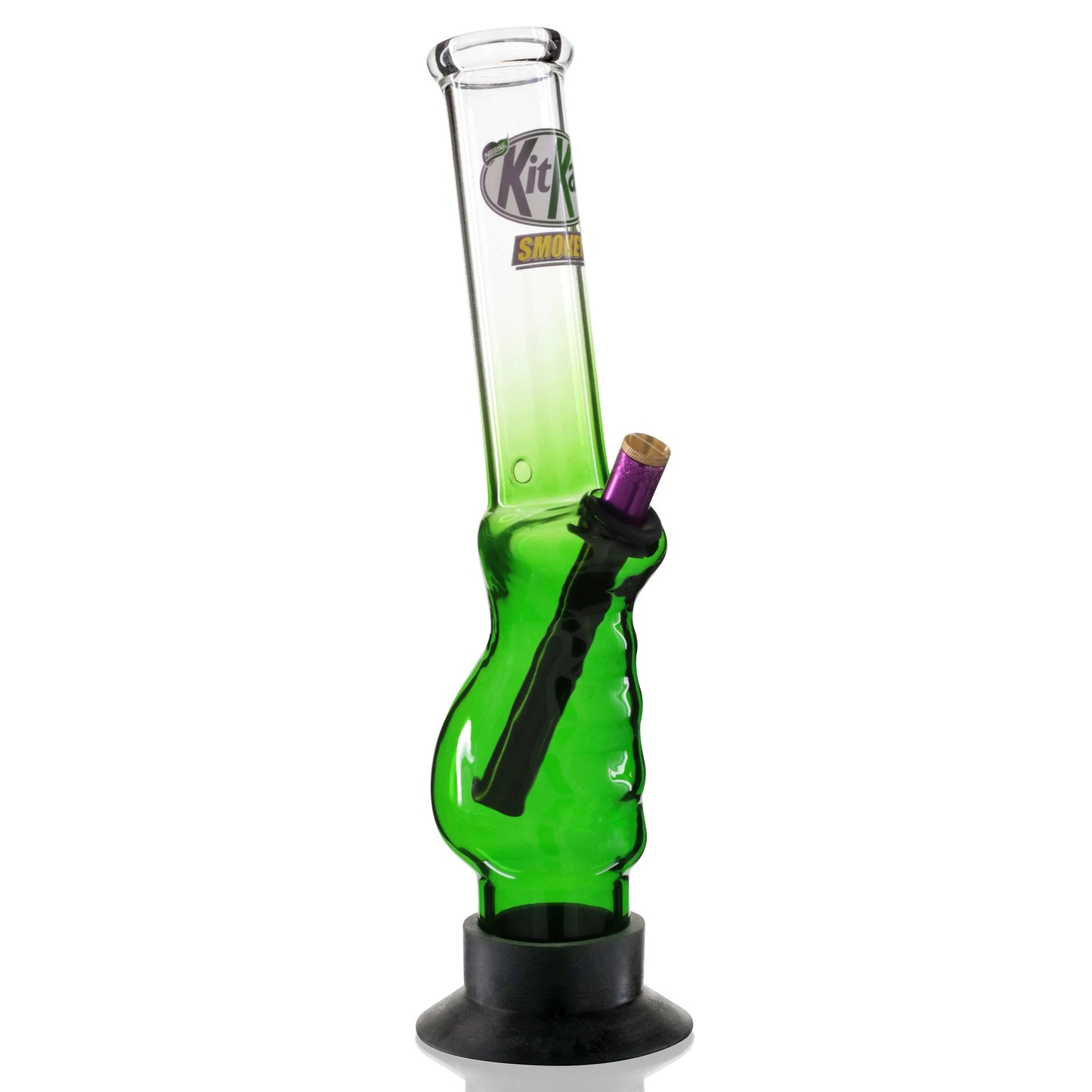 Glass Bong 33cm - Large Gripper Green Fade Kit Kat